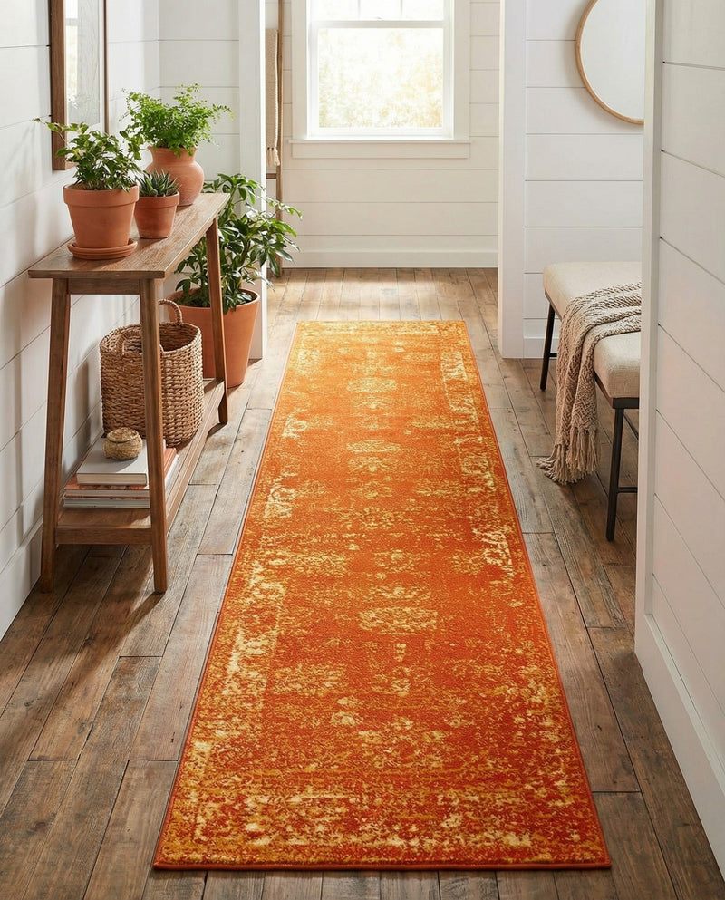 Riviera Elegance Collection Area Rug - Antibes (Orange) Runner Orange  lifestyle 67