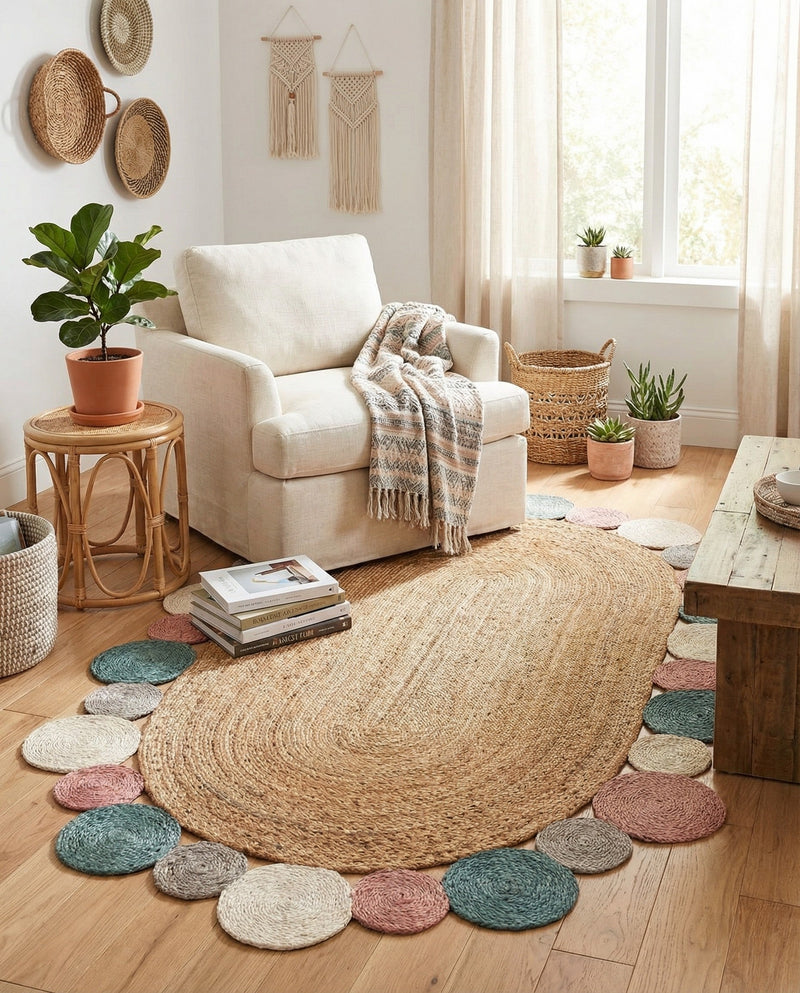Woven Seaside Jute Collection Area Rug - Sienna Oval Multi  lifestyle 20