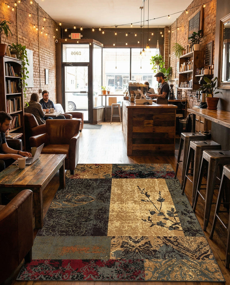 Bistro Lounge Collection Area Rug -  Lungo Rectangle Beige  lifestyle 17