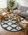 Urban Terrace Collection Area Rug -  Hudson Round Black and White  lifestyle 28