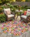 Seaside Blooms Collection Area Rug -  Marseilles Round Multi  lifestyle 73