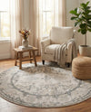 Cascade Range Collection Area Rug -  Shasta (Ivory) Round Ivory  lifestyle 42