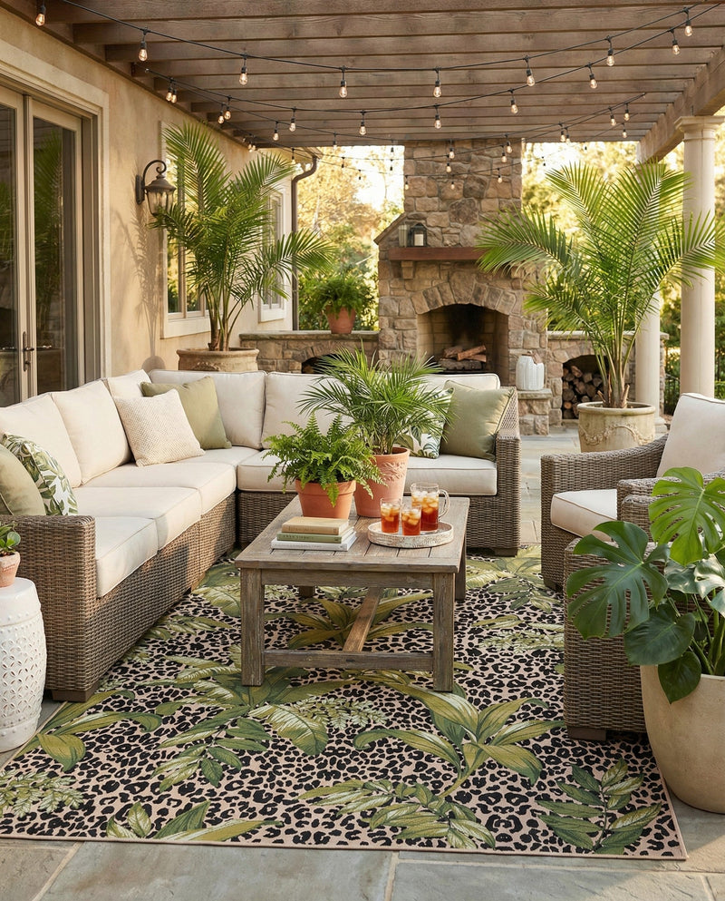 Seaside Blooms Collection Area Rug -  Lotus Rectangle Green  lifestyle 12