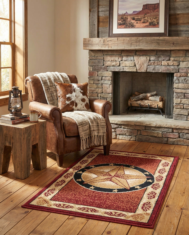 Frontier Trails Collection Area Rug - Redwood Rectangle Red  lifestyle 15