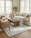 Sustainable Strands Indoor-Outdoor Oasis Collection Area Rug - Harborview Rectangle Gray and White  lifestyle 9