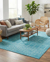 Marrakesh Lattice Collection Area Rug - Casablanca (Teal blue) Rectangle Teal blue  lifestyle 19
