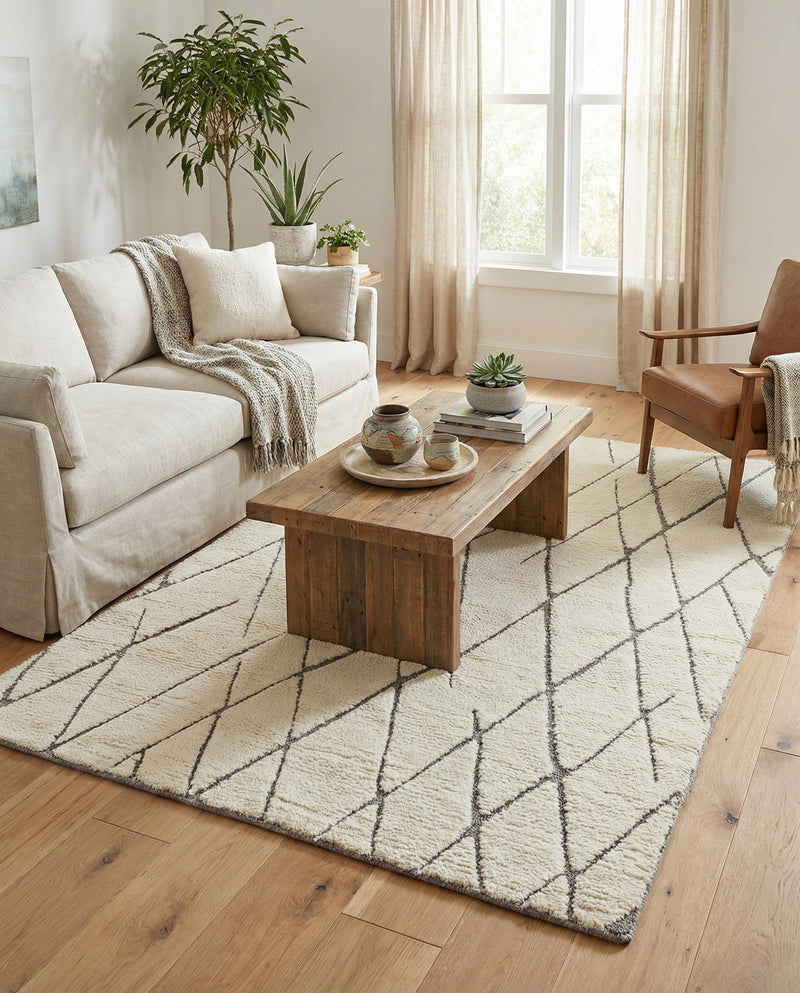 Sahara Berber Wool Collection Area Rug - Marrakesh Rectangle Pure Ivory  lifestyle 27