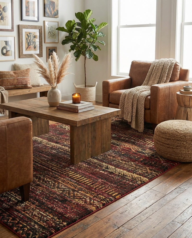 Neptune Elegance Collection Area Rug -  Nereid Rectangle Burgundy  lifestyle 70