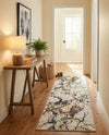 Jewel Oasis Collection Area Rug -  Opaline Runner White Navy  lifestyle 68