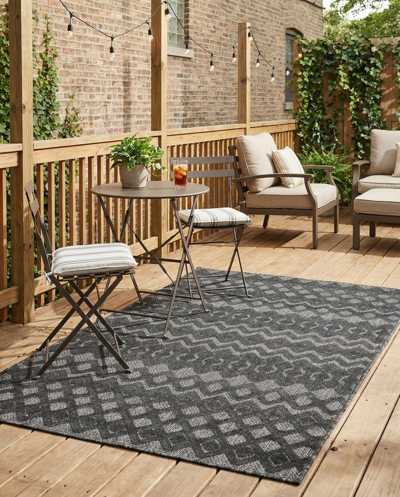 Garden Lattice Charm Collection Area Rug -  Pergola (Charcoal) Rectangle Charcoal  lifestyle 11