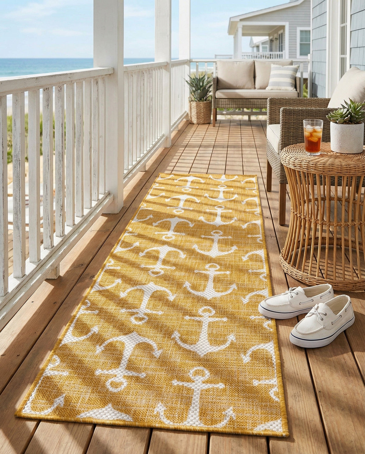 Seaside Haven Rugs Collection Area Rug - Sapphire (Yellow) Runner Yellow  lifestyle 83