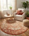 Savannah Soiree Collection Area Rug -  Everglade (Rust Red) Round Rust Red  lifestyle 70