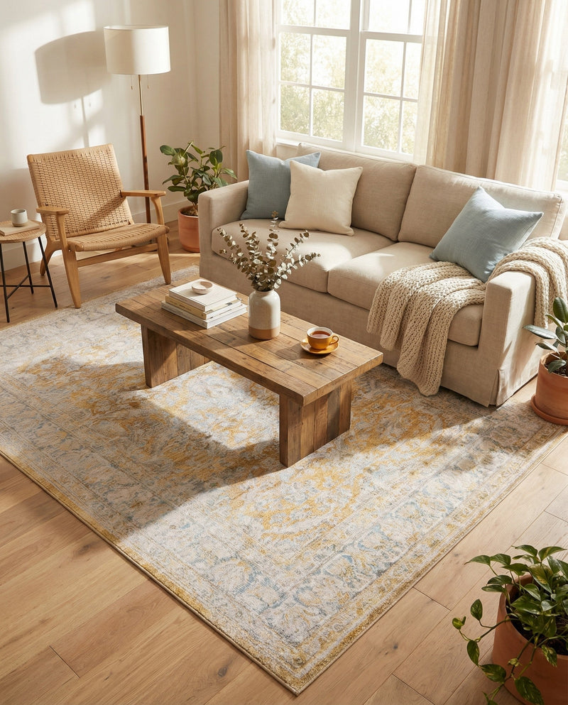 Heritage Elegance Collection Area Rug -  Miramar Rectangle Yellow  lifestyle 10