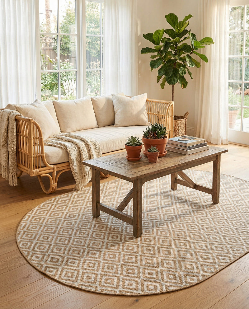 Urban Oasis Rugs Collection Area Rug -  Rooftop (Beige) Oval Beige  lifestyle 46