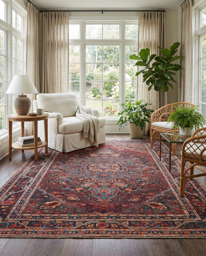 Heritage Elegance Collection Area Rug -  Schonbrunn Rectangle Burgundy  lifestyle 38