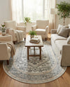 Adriana Terrace Collection Area Rug - Capri (Ivory) Oval Ivory  lifestyle 22