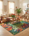 Coastal Terrace Collection Area Rug -  Pier Square Multi  lifestyle 30