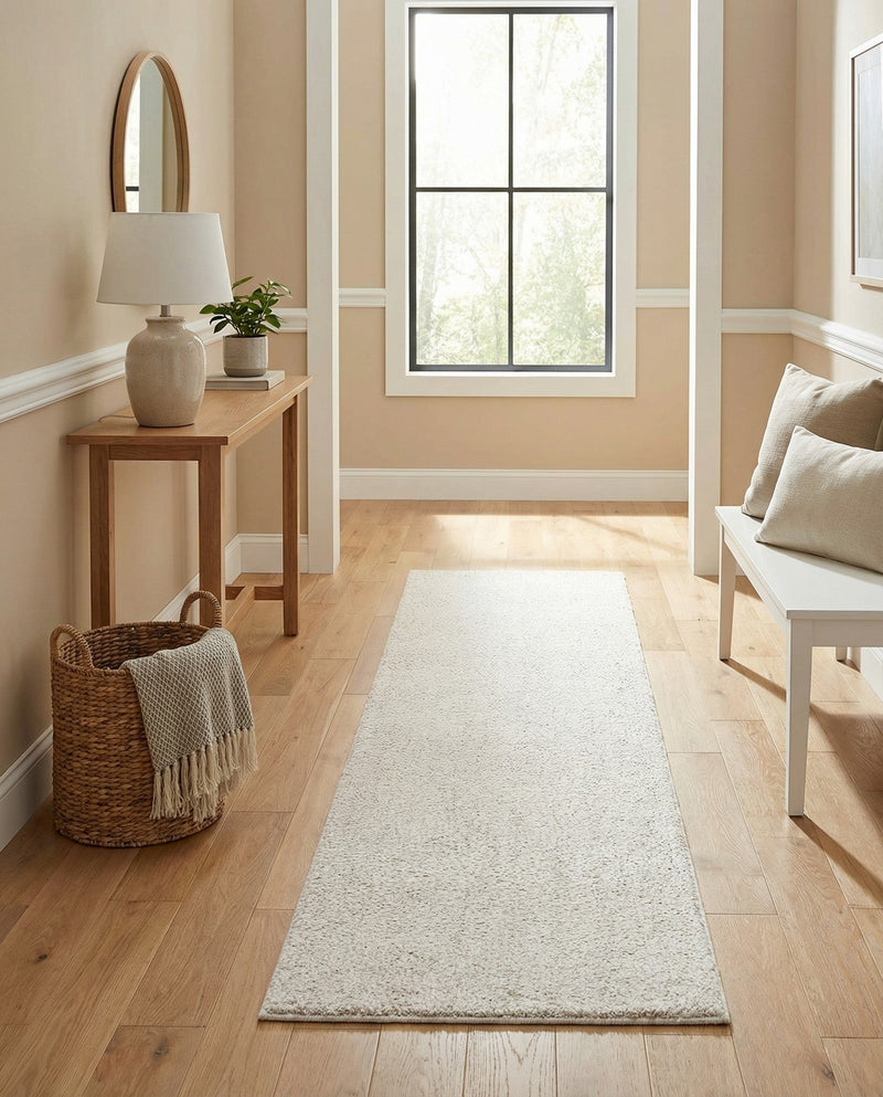 Solid Shag Seaside Collection Area Rug - Azure Cove (Ivory) Runner Ivory  lifestyle 44