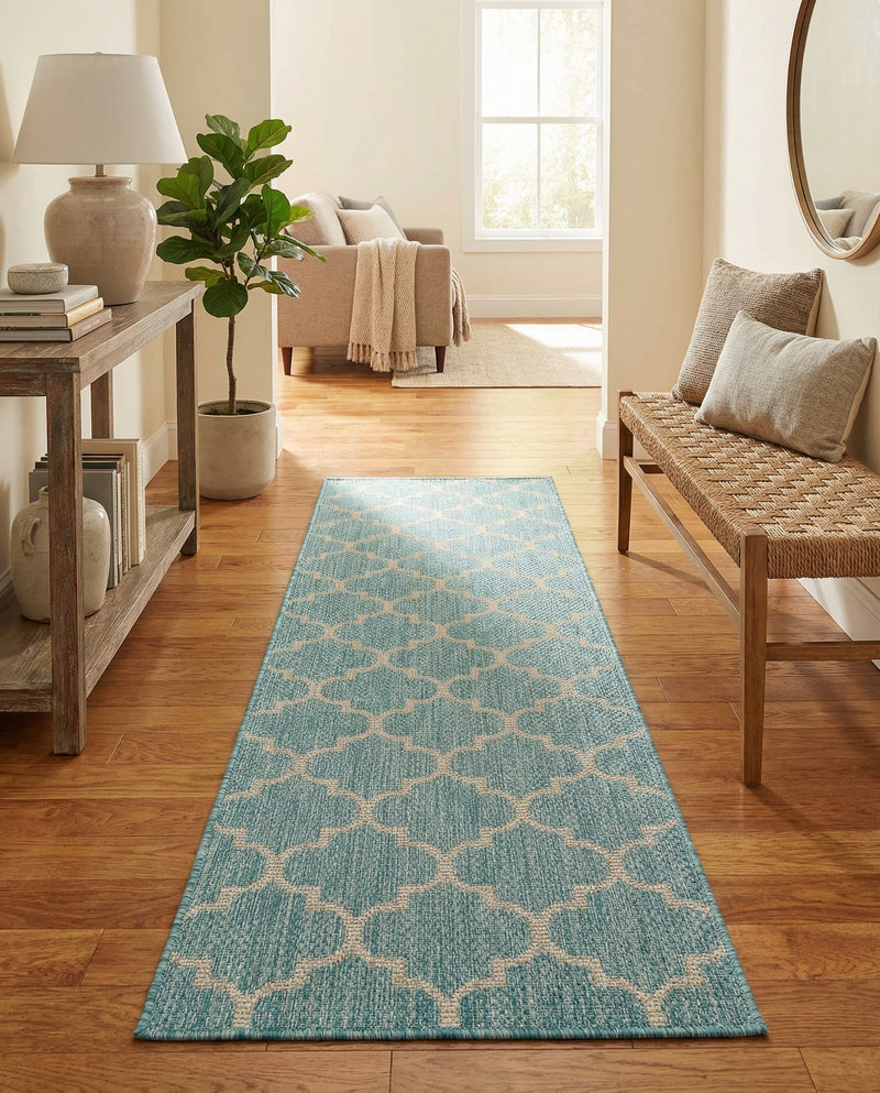 Savannah Pergola Collection Area Rug - Arbor (Aquamarine) Runner Aquamarine  lifestyle 55