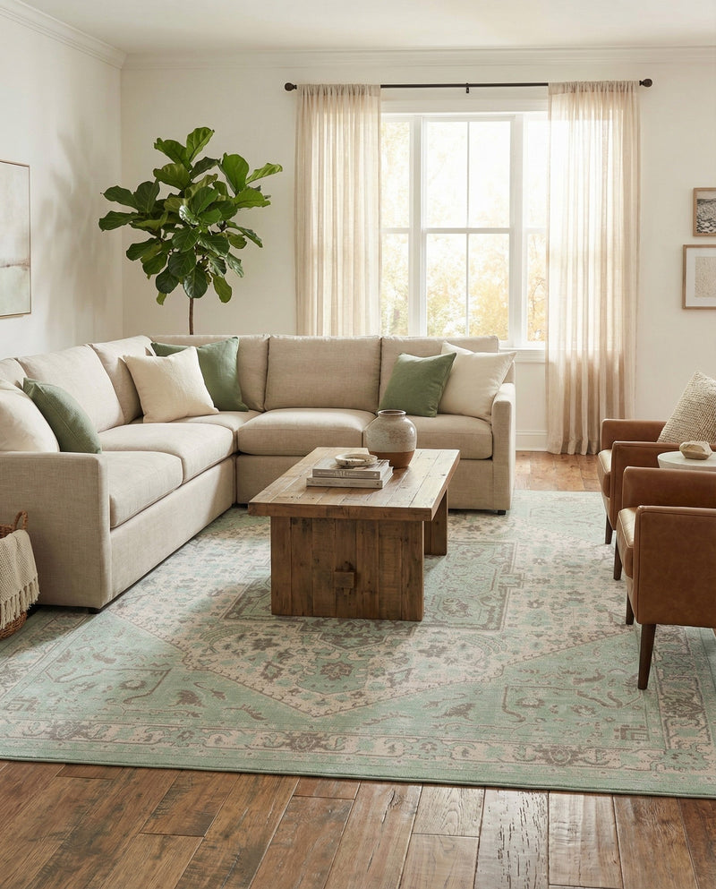 Savannah Series Collection Area Rug - Charleston (Mint) Rectangle Mint  lifestyle 12