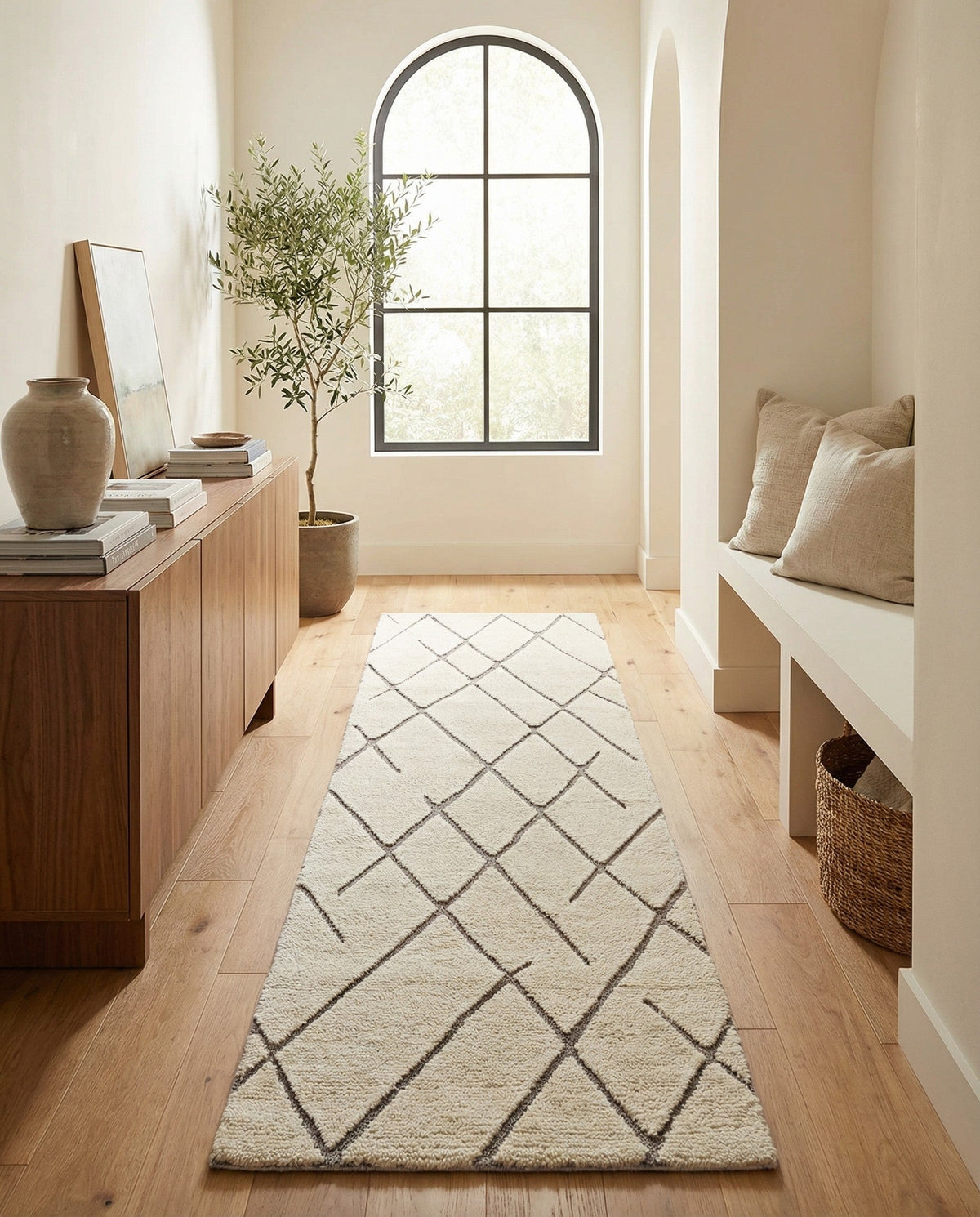 Sahara Berber Wool Collection Area Rug - Marrakesh Runner Pure Ivory  lifestyle 136