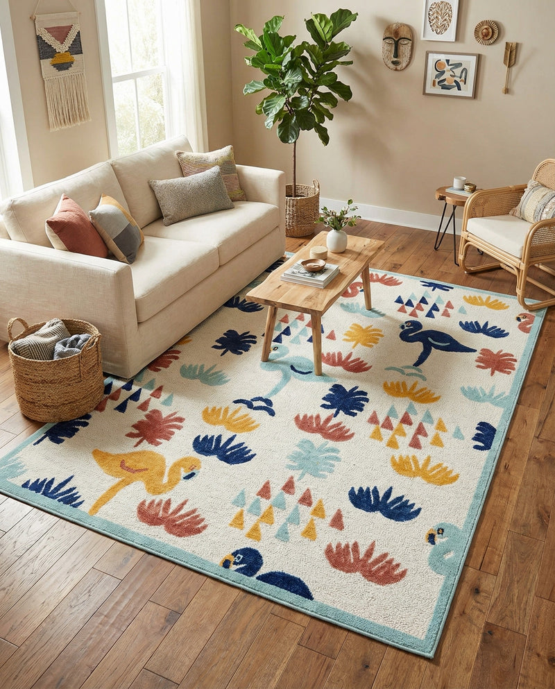 Caribbean Terrace Collection Area Rug -  StLucia Rectangle White  lifestyle 18