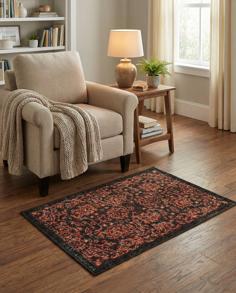 Geneva Terrace Collection Area Rug -  Lausanne Rectangle Black  lifestyle 50