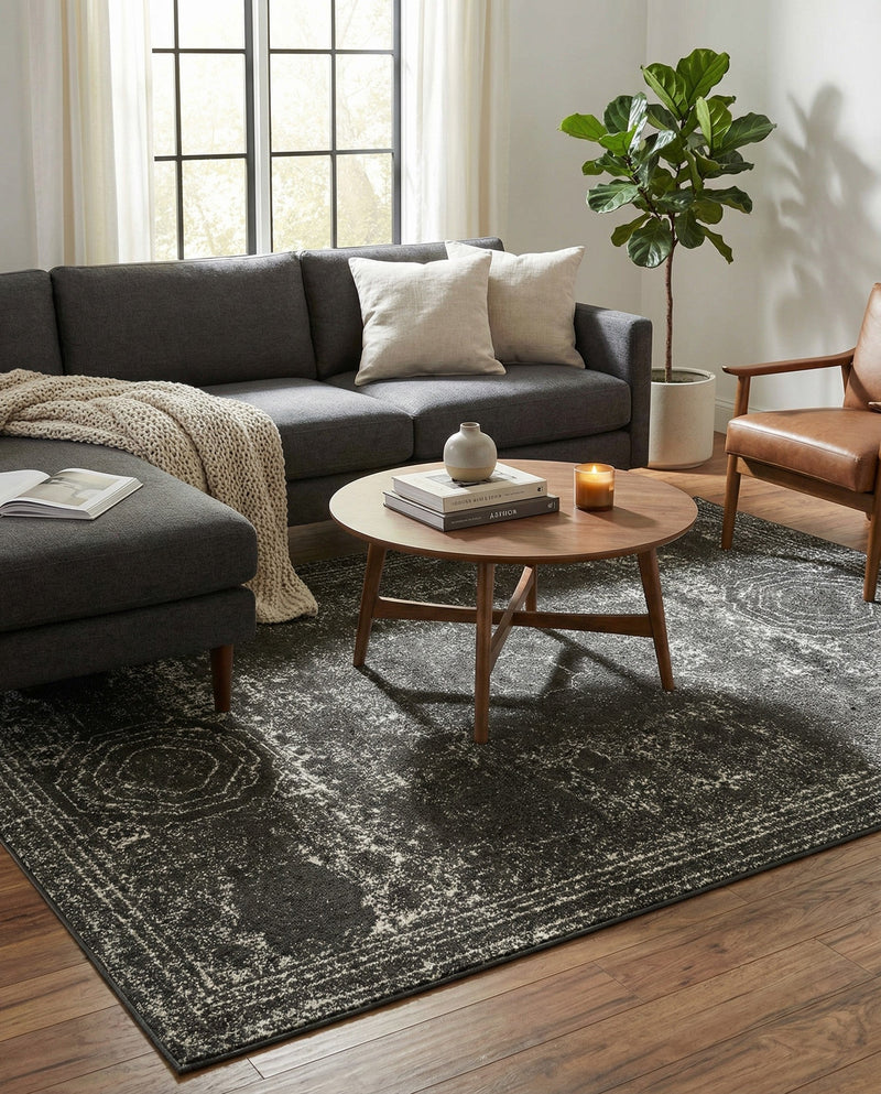 Dover Terrace Collection Area Rug -  Lagoon (Dark Gray) Rectangle Dark Gray  lifestyle 16