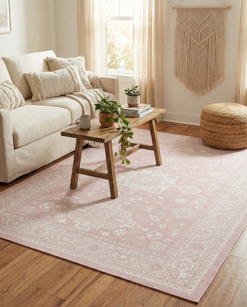 Tribal Terrace Treasures Collection Area Rug -  Incan Isle (Pink) Rectangle Pink  lifestyle 38