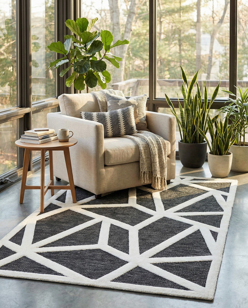 Monochrome Collection Area Rug -  Onyx Rectangle Gray  lifestyle 10