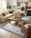 Tribal Terrace Treasures Collection Area Rug - Mayan Marina (Blue) Rectangle Blue  lifestyle 5