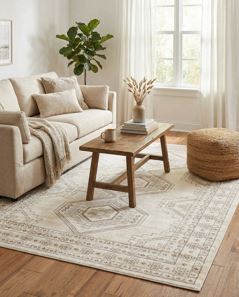 Savannah Elegance Collection Area Rug -  Tybee (Ivory) Rectangle Ivory  lifestyle 17
