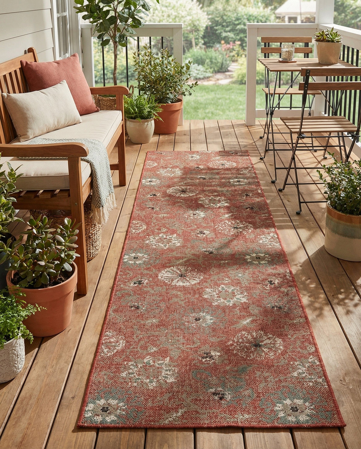 Seaside Blooms Collection Area Rug - Seychelles Runner Terracotta  lifestyle 111