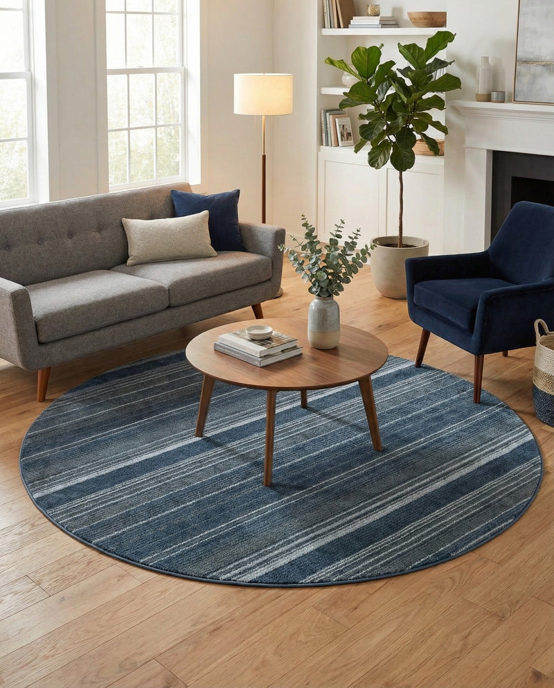 Jewel Oasis Collection Area Rug - Sapphire (Blue) Round Blue  lifestyle 64