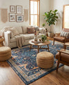 Seville Stripes Collection Area Rug -  Malaga (Navy Blue) Rectangle Navy Blue  lifestyle 17