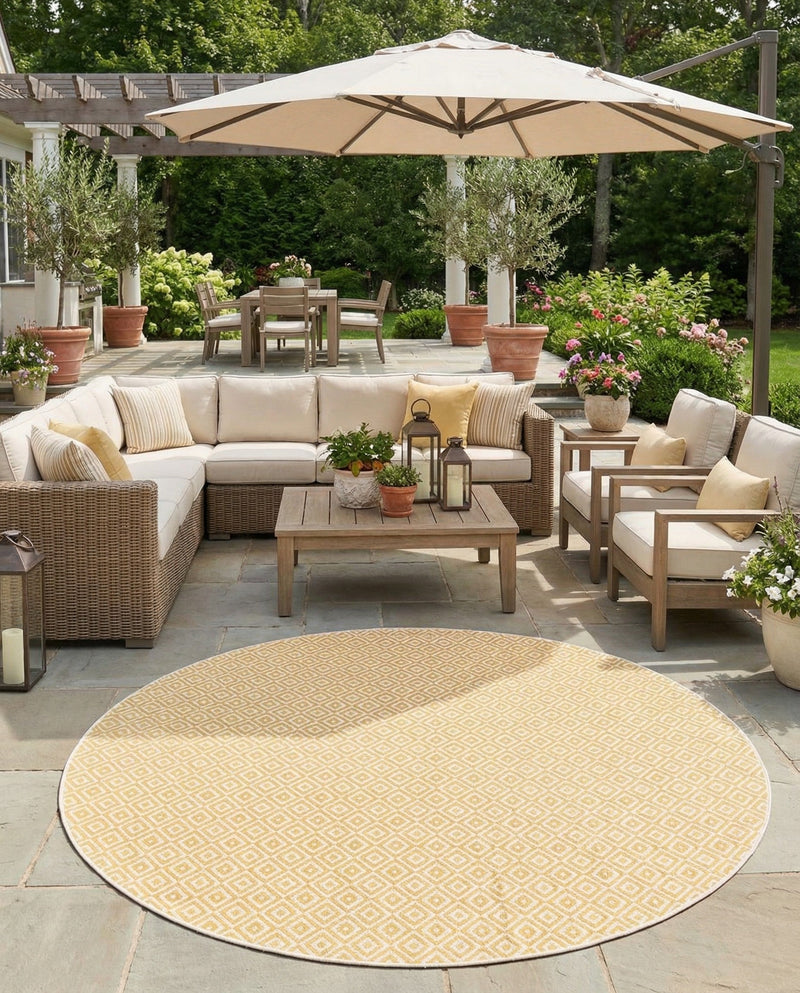 Urban Oasis Rugs Collection Area Rug -  Rooftop (Yellow Ivory) Round Yellow Ivory  lifestyle 68