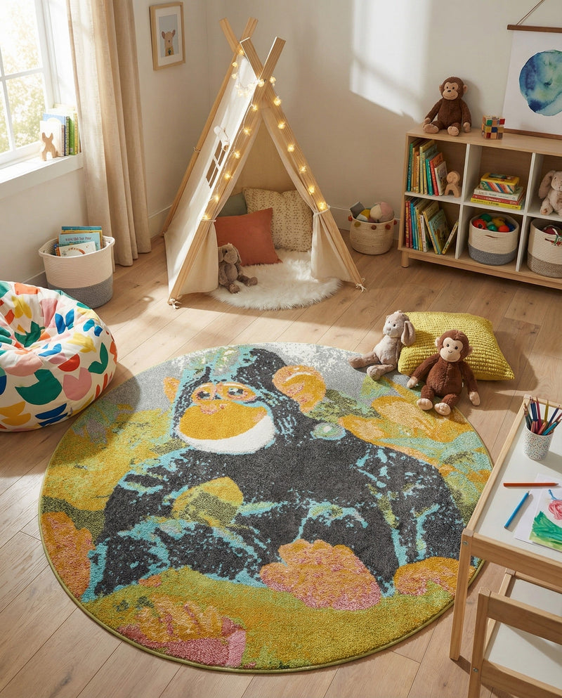 Wonder Tykes Collection Area Rug -  Dynamo Round Multi  lifestyle 40