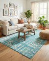 Brighton Stripes Collection Area Rug - Sussex (Light Blue) Rectangle Light Blue  lifestyle 6