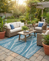Seaside Blooms Collection Area Rug -  Evergreen (Teal) Rectangle Teal  lifestyle 15
