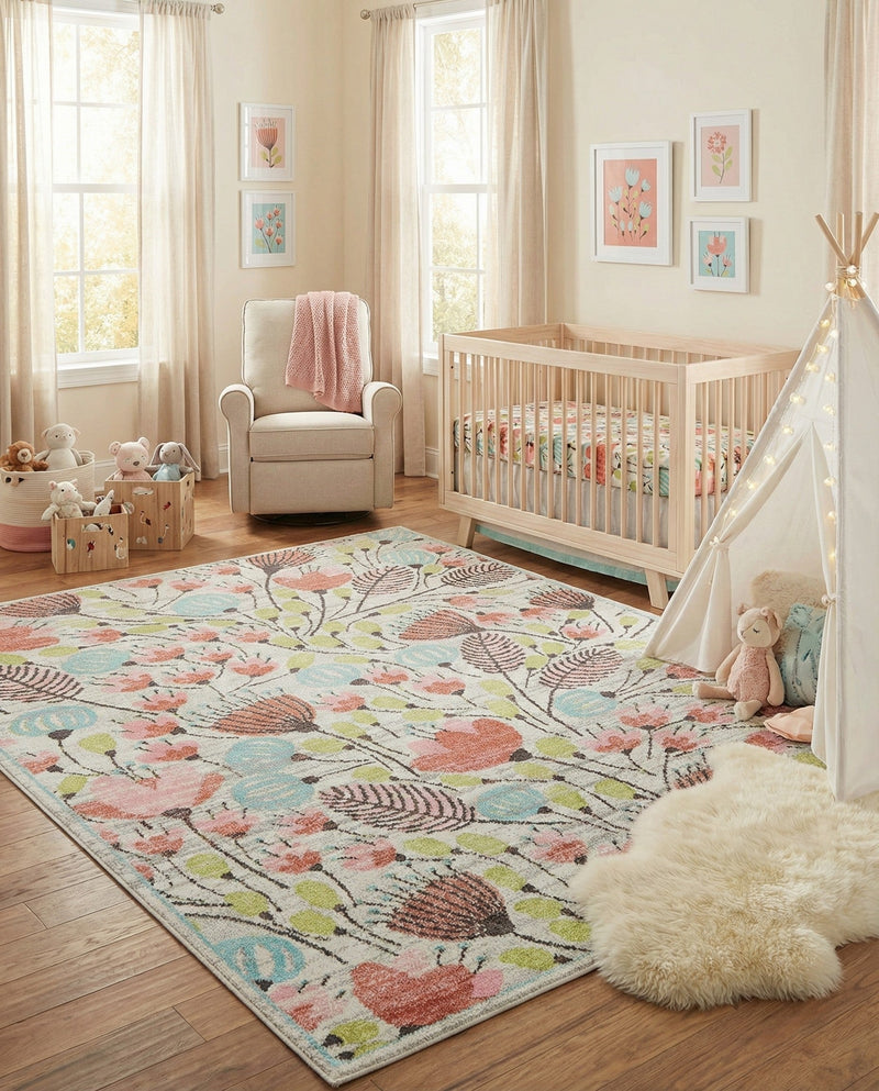 Wonder Tykes Collection Area Rug -  Fantasy Rectangle Ivory  lifestyle 45
