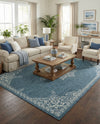 Patio Heritage Collection Area Rug -  Charleston (Teal) Rectangle Teal  lifestyle 21