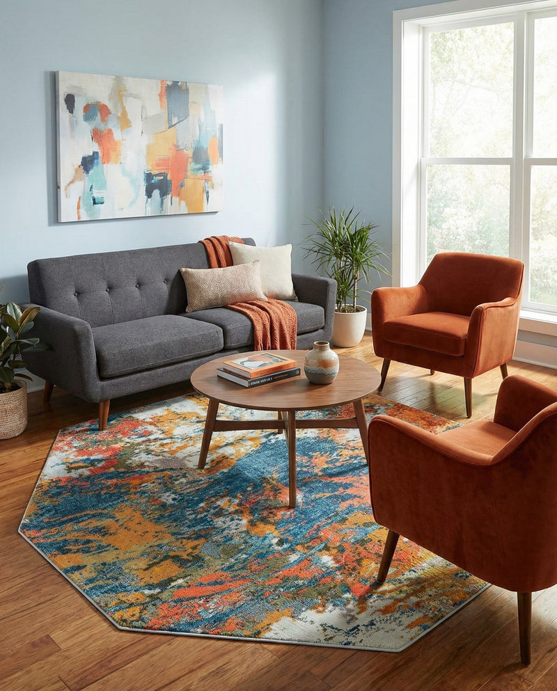 Colorburst Oasis Collection Area Rug -  Chroma Octagon Multi  lifestyle 70
