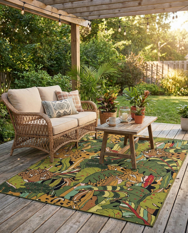 Seaside Blooms Collection Area Rug -  Sorrento Rectangle Green  lifestyle 17