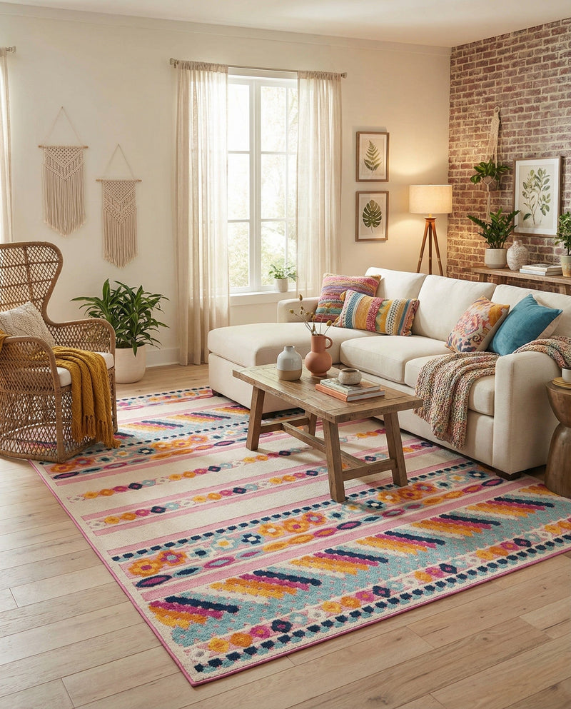 Bahama Breeze Outdoor Collection Area Rug -  Bimini Rectangle Pink  lifestyle 43