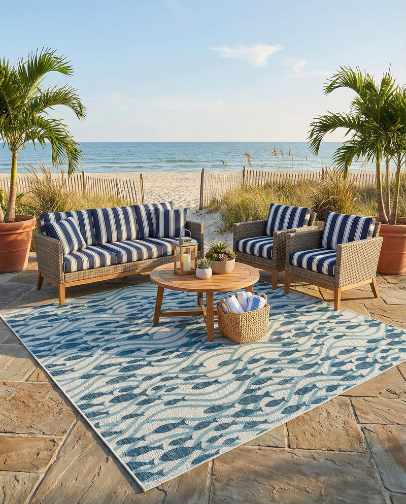 Seaside Haven Rugs Collection Area Rug -  Harbor Square Blue  lifestyle 33