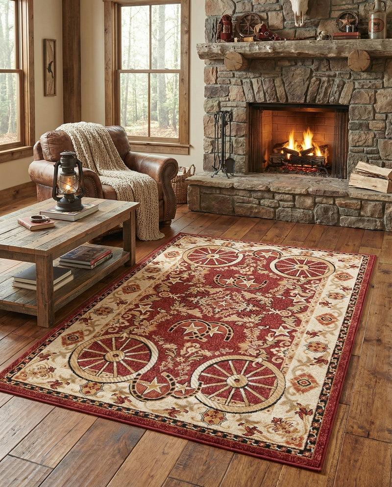 Frontier Trails Collection Area Rug -  Onyx Rectangle Red  lifestyle 61