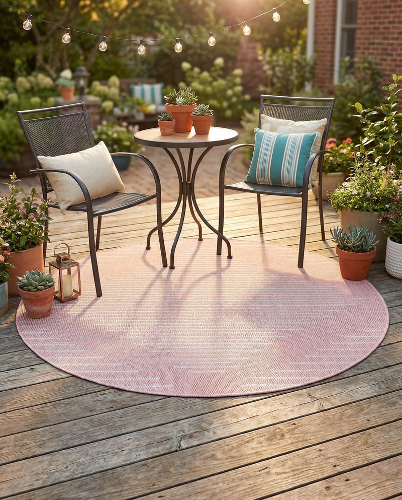 Urban Terrace Collection Area Rug -  Chelsea (Pink) Round Pink  lifestyle 75