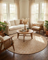 Garden Lattice Charm Collection Area Rug - Arbor (Beige) Round Beige  lifestyle 28