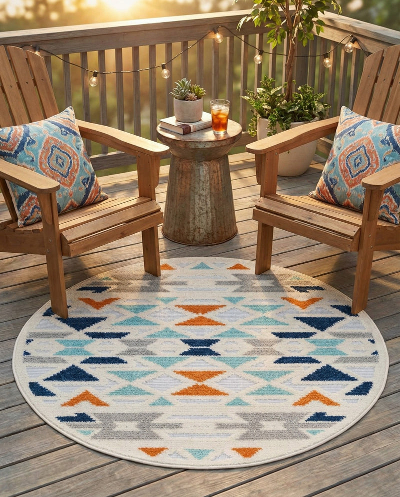 Bahama Breeze Outdoor Collection Area Rug -  Andros Round Gray  lifestyle 66
