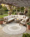 Patio Heritage Collection Area Rug -  Lafayette (Gray) Round Gray  lifestyle 44